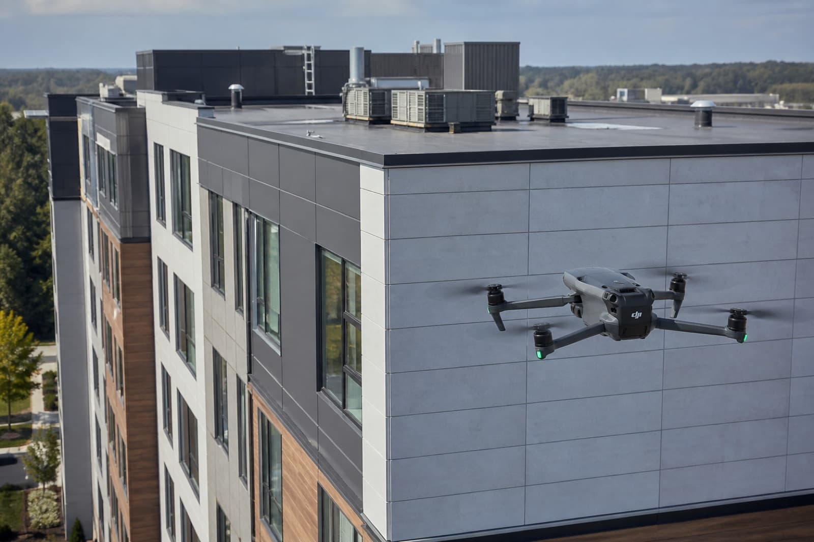 Commercial Roofing & Facade Inspection — AES drone in action
