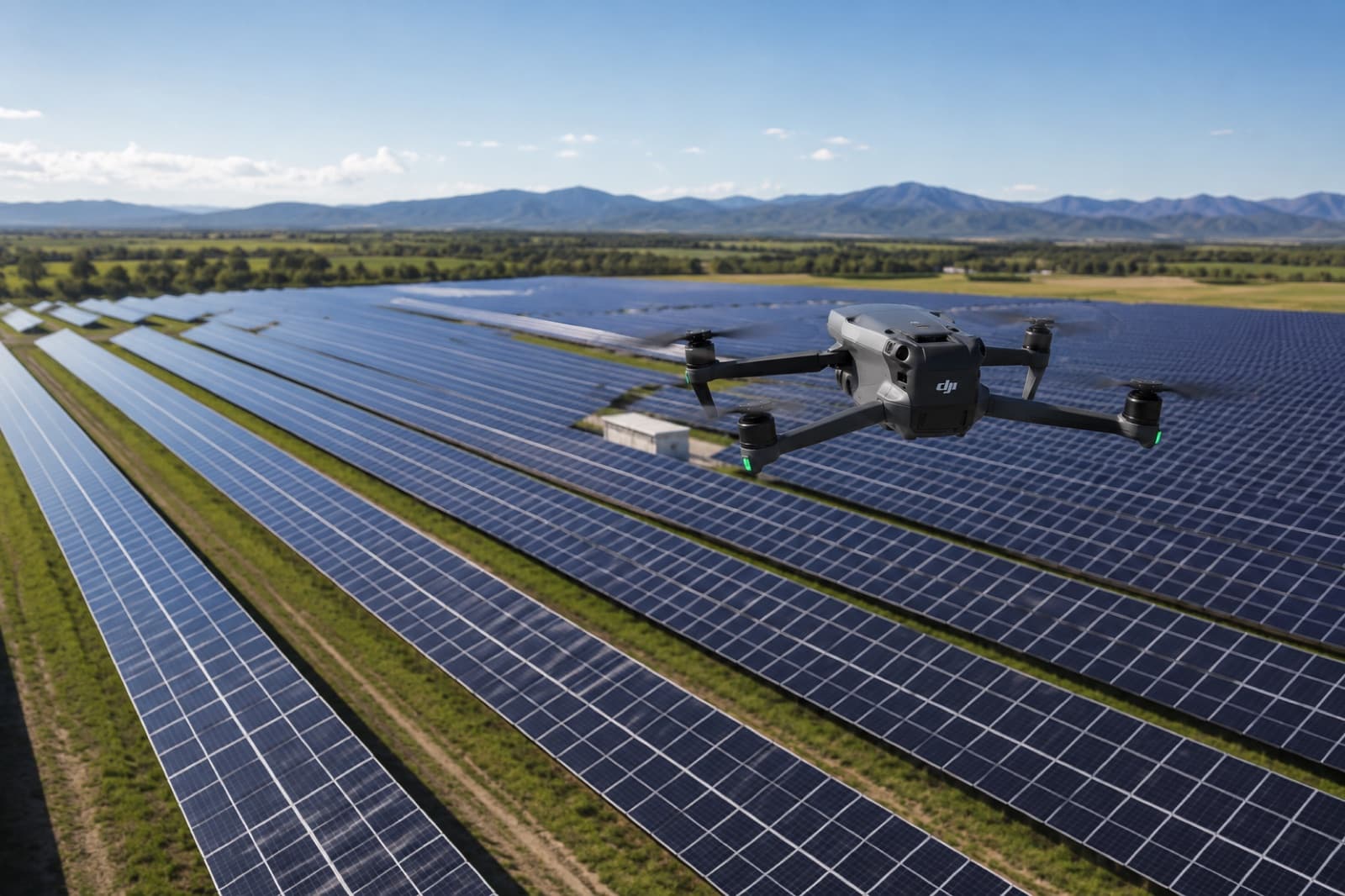 Commercial Solar Panel Cleaning by Drone — AES drone in action