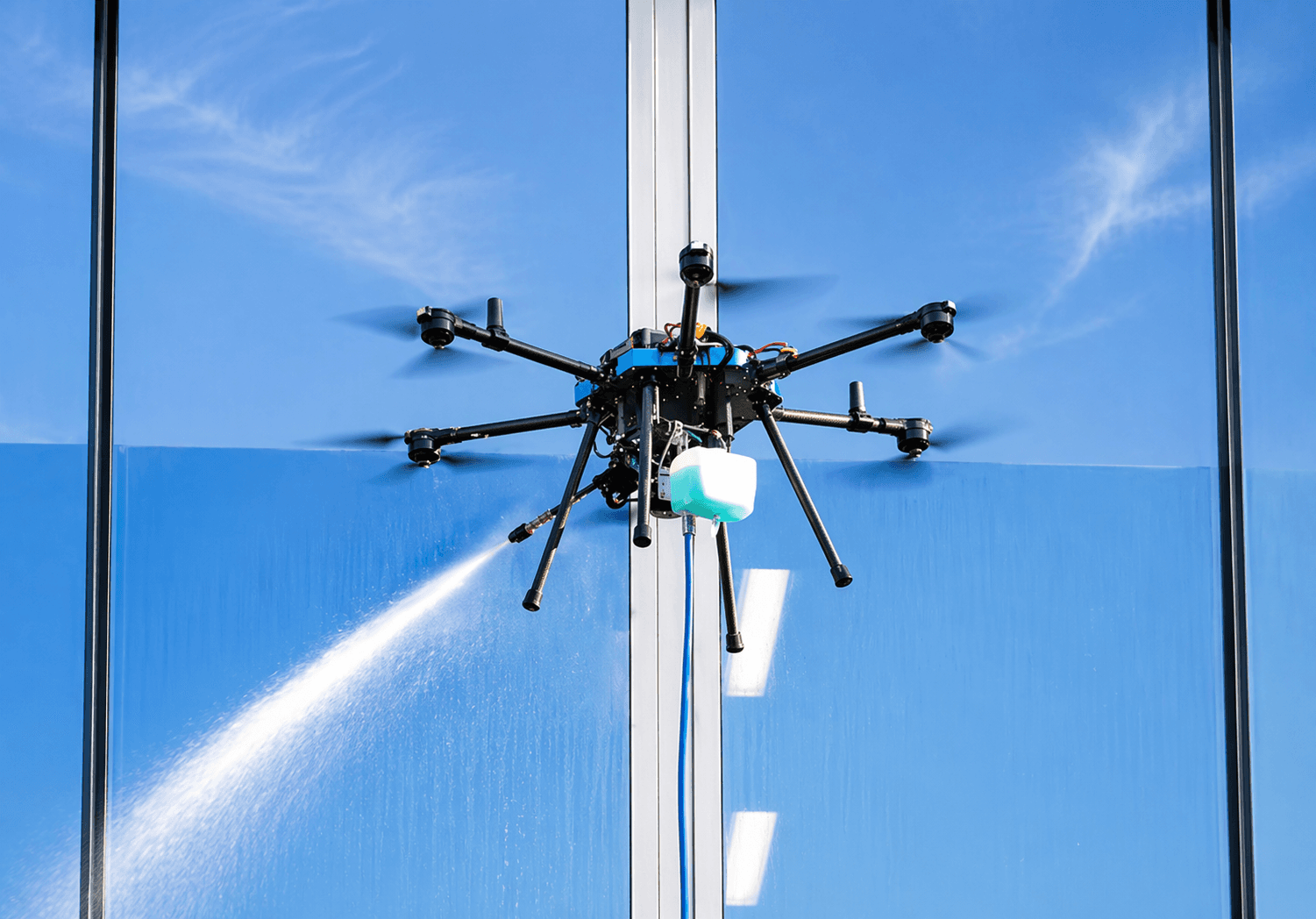 Commercial Roof Cleaning by Drone — AES drone in action